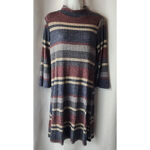 Emma & Michele Striped Sweater 3/4 Sleeve Midi Dress Size‎ Large